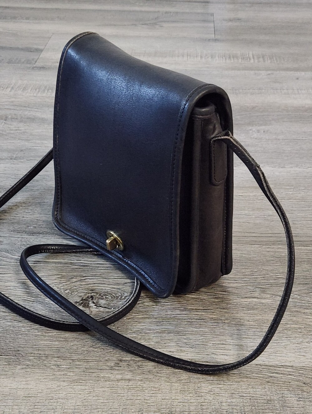 Vintage Coach Black Leather Crossbody Bag